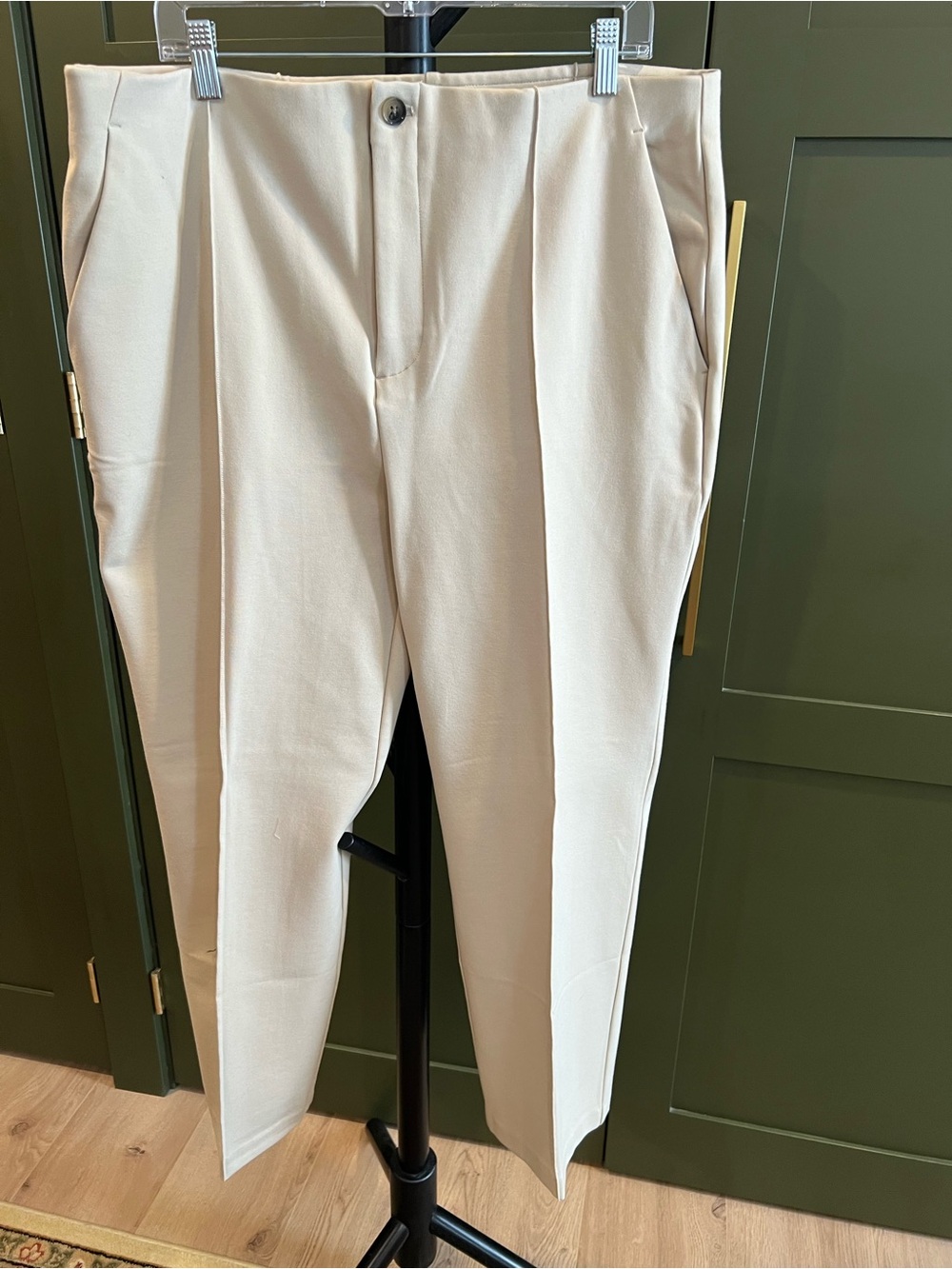 Tailored Cream Pintuck Dress Pants